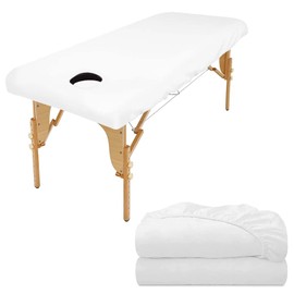 Luriseminger 2 x Stretch Cover with Hole for Massage Table, Oil Resistant, Waterproof Cover for Massage Table, Washable Massage Table Cover for Cosmetic Tables and Therapy Benches - 70 x 190 cm