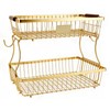2-Tier Stackable Wire Basket with 2 Banana Hooks, Pantry Organizer