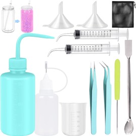 CHENGLAI 12 PCS Snow Globe Tumbler Making Supplies, DIY Tool Kit for Glitter Snow Globe Cups with Plastic Squeeze Water Bottle Tweezers Bent Syringe Funnels, Suitable for DIY Your Crafts