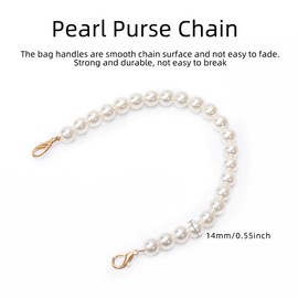 Classycoo Pearl Purse Strap - Short Handle Replacement Bags Chain Strap Shoulder Chain Accessories for Bag Decoration with Metal Buckle