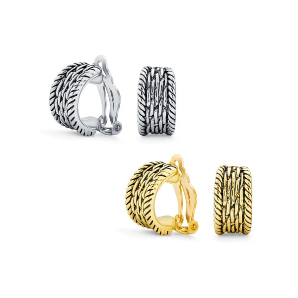 Classic Crystal Open Criss Cross Twist Wire Two-Tone Celtic Knot