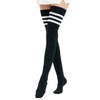 Kayhoma Extra Long Cotton Stripe Thigh High Socks Grunge Style