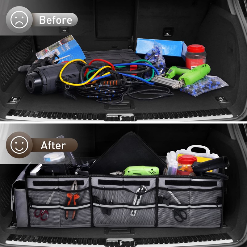 HIRALIY 4 in 1 Car Trunk Storage Organizer with Leakproof