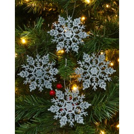 Christmas Concepts® Pack of 12-10cm Glitter Snowflake Hanging Decorations - Christmas Decorations (Ice Blue)