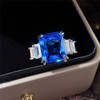 Psiroy Women's 925 Sterling Silver Plated Emerald Cut Simulated Blue