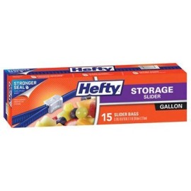 Hefty Onezip Slider Bags, Storage, Gallon, 15 Count