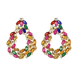 EVER FAITH Rhinestone Oval Earrings Sparkle Crystal Costume Geometric Statement Earrings for Women, Crystal