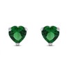 Heart Shape Simulated Green Emerald Stud Earrings In 14K White