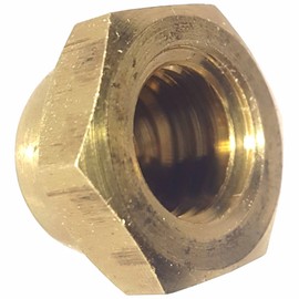1/4-20 Hex Cap Nuts, Solid Brass, Grade 360, Commercial, Plain Finish, Quantity 25