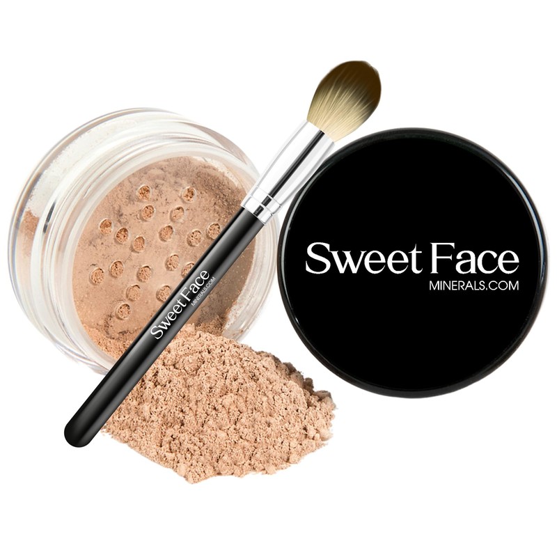 MEDIUM CONCEALER with Blending Brush Mineral Makeup Matte Loose Corrector