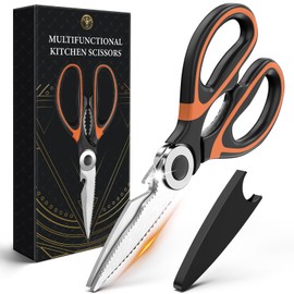 Kitchen Scissors, Household Scissors Made of Stainless Steel, Sharp Durable Scissors Kitchen, Dishwasher Safe, All-Purpose Scissors with Bottle Opener & Nutcracker, Kitchen Scissors for Chicken, Fish,