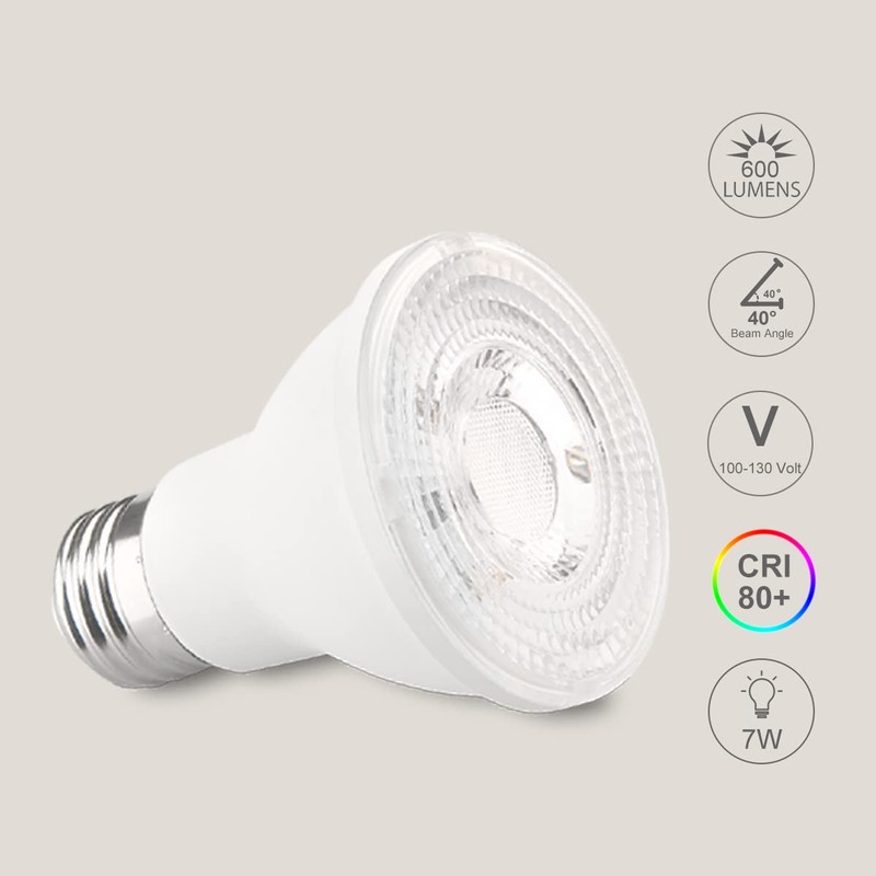 FTL 20-Pack PAR20 LED Bulbs 5000K Daylight White, 7W 600LM