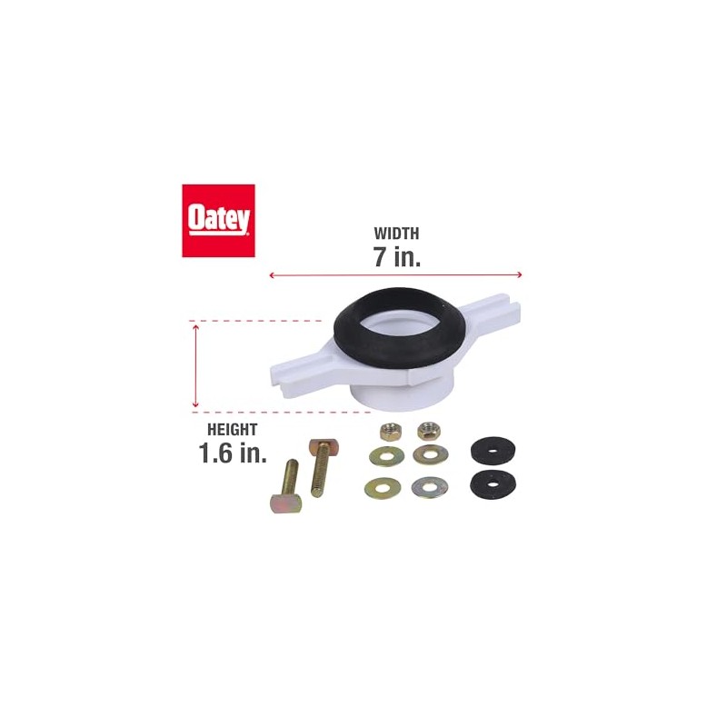 Oatey 43541 2-inch White PVC Horizontal Adjustable Urinal Flange Kit,