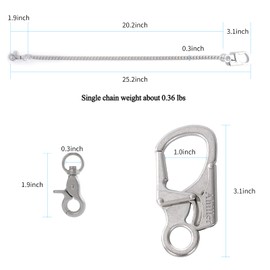 Ahiller Biker Wallet Chain, Heavy Duty Pocket Chain with Lockable Carabiner, Men Chains for Keys, Jeans, Pants, Purse and Handbag（QK-Silver-1PCS）