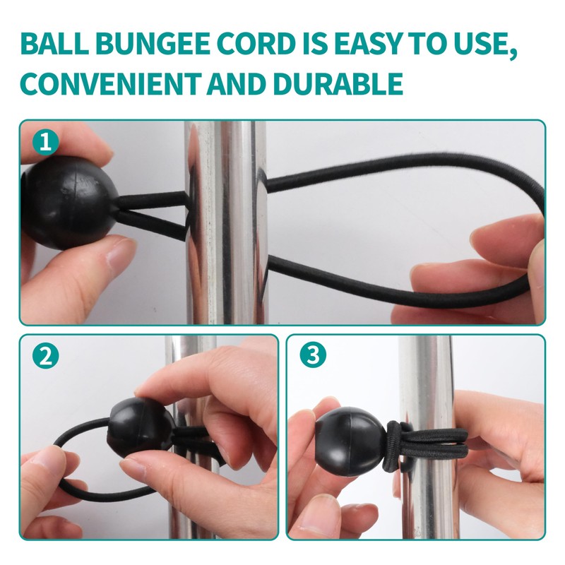 Ball Bungee Cord Heavy-Duty Versatile Indoor or Outdoor Use, Tarp