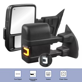 EVERESTCO Pair Tow Mirrors For 2003-2016 Ford F250 F350 F450 F550 Super Duty Power Heated