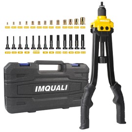 IMQUALI Rivet Nut Tool, 17" Rivet Nut Tool Set with 13 Metric & SAE Mandrels M4 M5 M6 M8 M10 M12, 8-32, 10-24, 1/4-20 * 2, 5/16-18, 3/8-16, 1/2-13, 130pcs Nuts, Durable Blow Molded Case, IMQ-900