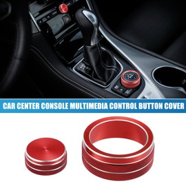 X AUTOHAUX Car Center Console Multimedia Control Button Cover for Infiniti Q50 QX50 Q60 Red (Set of 2)