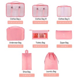 Suitcase Organiser Set, 8 Pieces Packing Cubes Travel Packaging for Suitcases, Organiser System for Suitcases, Cube Packing Cube Set