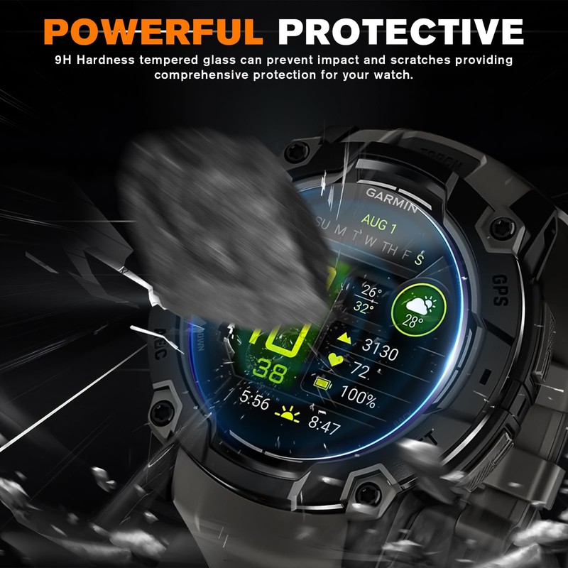 4 Pack Designed for Garmin Instinct 3 45mm Tempered Glass