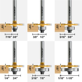 XDENGP Rabbet Router Bit Set 1/4 Shank, Rabbeting Router Bits 1pcs with 6 Bearings for Interchangeable and Adjustable Multi Depths Cutter 1/8", 1/4", 5/16", 3/8", 7/16", 1/2"