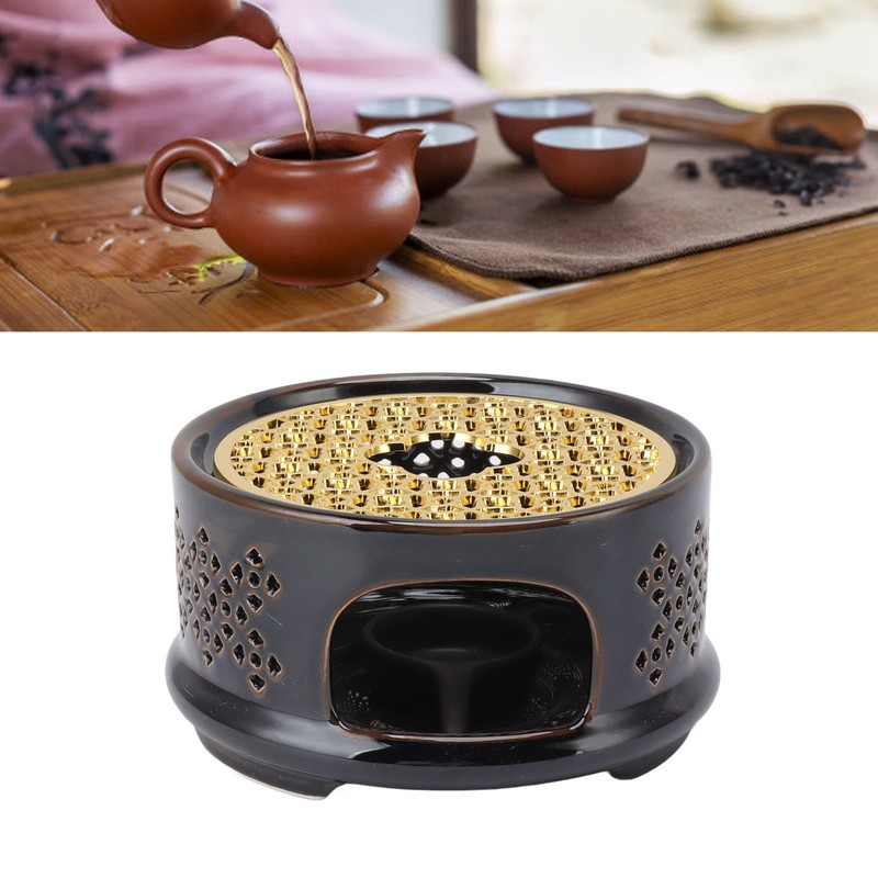 Teapot Warmer Tea Coffee Warmer Base Ceramic Heater with Spoon