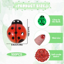 Jeffdad Mini Resin Animals, 100 Pcs Tiny Resin Glow Lady Bugs Miniature Animals Accessories Cute Miniature Statue Stuff Ornaments for Home Garden Party Decorations Dollhouse Micro Landscaping