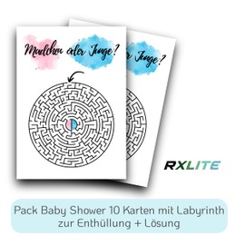 RXLITE 10 Baby Shower Cards Labyrinth Gender Reveal Boy Gender Reveal Party High-Quality Environmentally Friendly Gift Idea Birth Memory Celebration Pregnant Mum Mother Memories