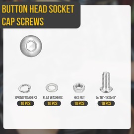 DTGN 40Pcs 5/16-18x5/8" Button Head Socket Cap Screws - 304 Stainless Steel Bolt Nut Set Washer Assortment Kit - Good for Road Bicycle, Mountain Bike, Auto