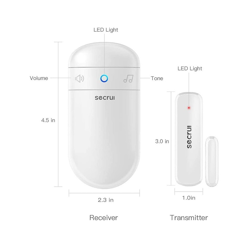 SECRUI Wireless Door Open Sensor Alarm Chime, 500ft Operating Range