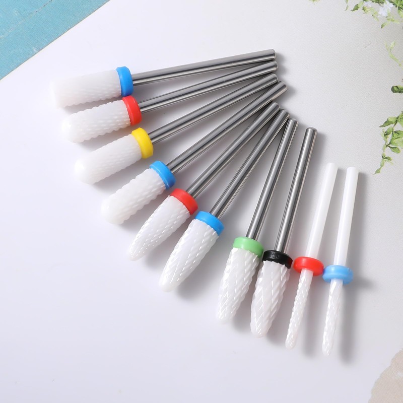 Wanmu 10Pcs Ceramic Nail Drill Bits, 3/32 Professional Acrylic Nail