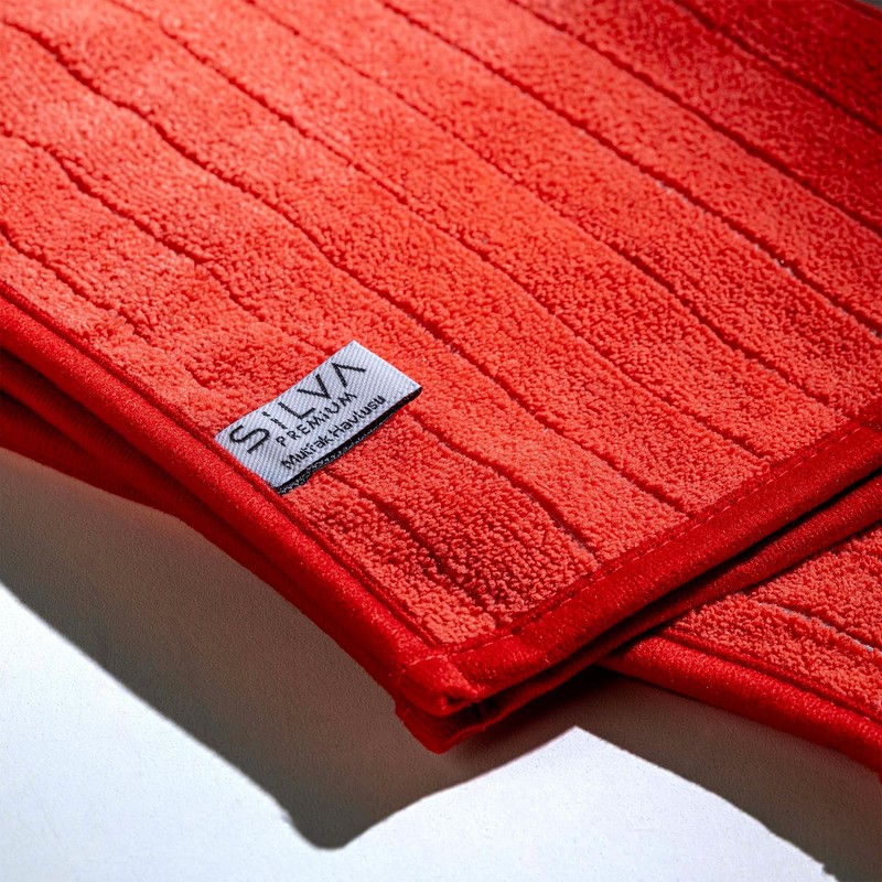 Silva Premium Microfibre Kitchen Towel, Red, Pack of 2, 20