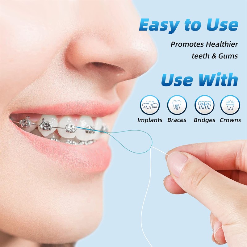 Kuvvfe Floss Threaders,Deep Clean Floss for Braces, Bridges, Implants|200Count (Pack