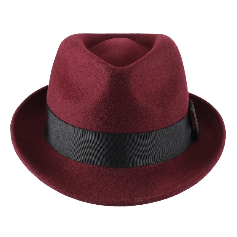 Decentron Men's Wool Felt Winter Hat Short Brim Fedora Hat