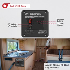 RV Carbon Monoxide and Propane Detector, 2 in 1 Dual CO/LP Gas Alarm,Replace The Old 31011,100dB Loud Alarm,12V DC for Motorhome Travel Trailer, Motor Coach, Truck Camper (R503 Flush Mount-Black)