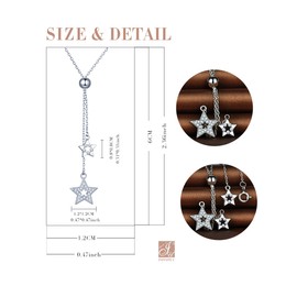 Infinite U Fashion Stars 925 Sterling Silver Cubic Zirconia Pendant Y-Shape Necklace for Women/Girls, Silver