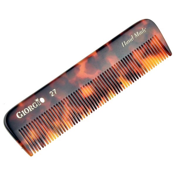 Giorgio G27 (4 1/2" / 113mm) All Fine Tooth Pocket Comb - For Styling Medium or Fine Men, Women & Kids Hair. Hand-Made, Saw-Cut and Hand Polished (3 Pack, Tokyo)