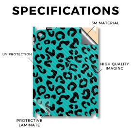 Carbon Fiber iPad Skin Compatible with Apple iPad A16 11 Gen (2025) - Teal Leopard - Premium 3M Vinyl Protective Wrap Decal Cover - Easy to Apply | Crafted in The USA by MightySkins