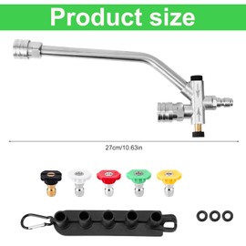 Foam Cannon Dual Connector Accessory, 1/4in Quick Fast Connect Dual Lance Pressure Washer Wand with 5 Power Sprayer Nozzles Pressure Washer Double Tip Attachment for Car Soap Cannon
