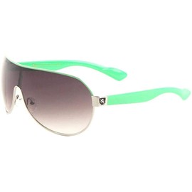 Khan Men's Flat Top Sport Shied Aviator Sunglasses - Multiple Colors, Green, Large