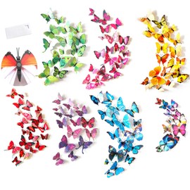 72pcs 3D Butterfly Series Wall Decoration/Surface Decoration/Fridge Magnet/Butterfly Sticker/3D Butterfly / (Mixed Colors)