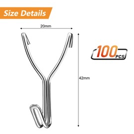 MOROBOR Pegboard Hooks, 100Pcs 20mm Hook of Stainless Steel Peg Hook for Kitchen Garage Storage, Accessories, Workbench Tools, Craft Supplies, Jewelry