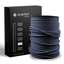 smartect Braided Cable twisted, Anthracite, 3 Metres 3 Core Electrical Cable (3 x 0.75mm²) Vintage Fabric Electrical Wire for your DIY project