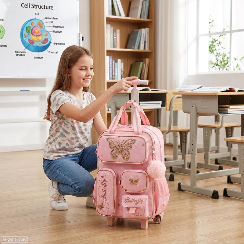 Meetbelify Kids Rolling Backpack with Wheels for Elementary Preschool Students