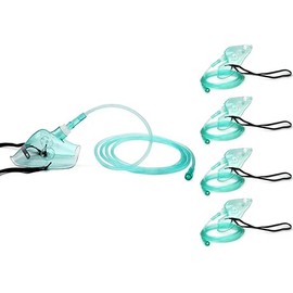 HD HOUDELL 4 Pack Oxygen Mask for Face Adult with 6.6' Tube & Adjustable Elastic Strap - Size S