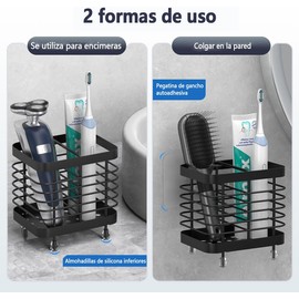 Portacepillos de Dientes para Baños,Soporte para Cepillo de Dientes de Acero Inoxidable,Pared Soporte de Cepillo de Dientes sin Perforación Organizador de Baño Caja,con Agujeros de Drenaje