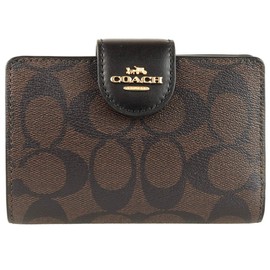 Coach C0082 Women's Bifold Wallet, Wallet, Leather, Leather, Brand, Compact, Medium Corner, Medium Corner, Black, Brown, brown/black