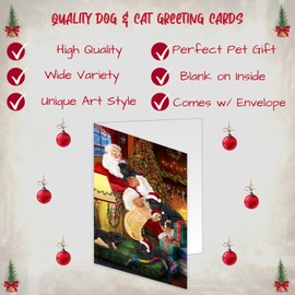 Santa Sleeping with Affenpinscher Dog and Puppies Greeting Cards - Adorable Pets Invitation Cards with Envelopes - Pet Artwork Christmas Greeting Cards (10 Greeting Cards)
