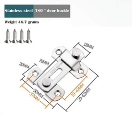 2 sets safety latches for doors push lock sliding inside stainless steel latch hasps apartment bedroom outward jam lock (Horizontal insertion)