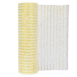 Christmas Ribbon, Metallic Foil Mesh Ribbon for Wreath Christmas Tree, Poly Mesh Ribbon Christmas Ribbon Deco Mesh Rolls for Wreath Christmas Tree DIY Gift Party Wrapping Craft A9SDWSJ (Gold)